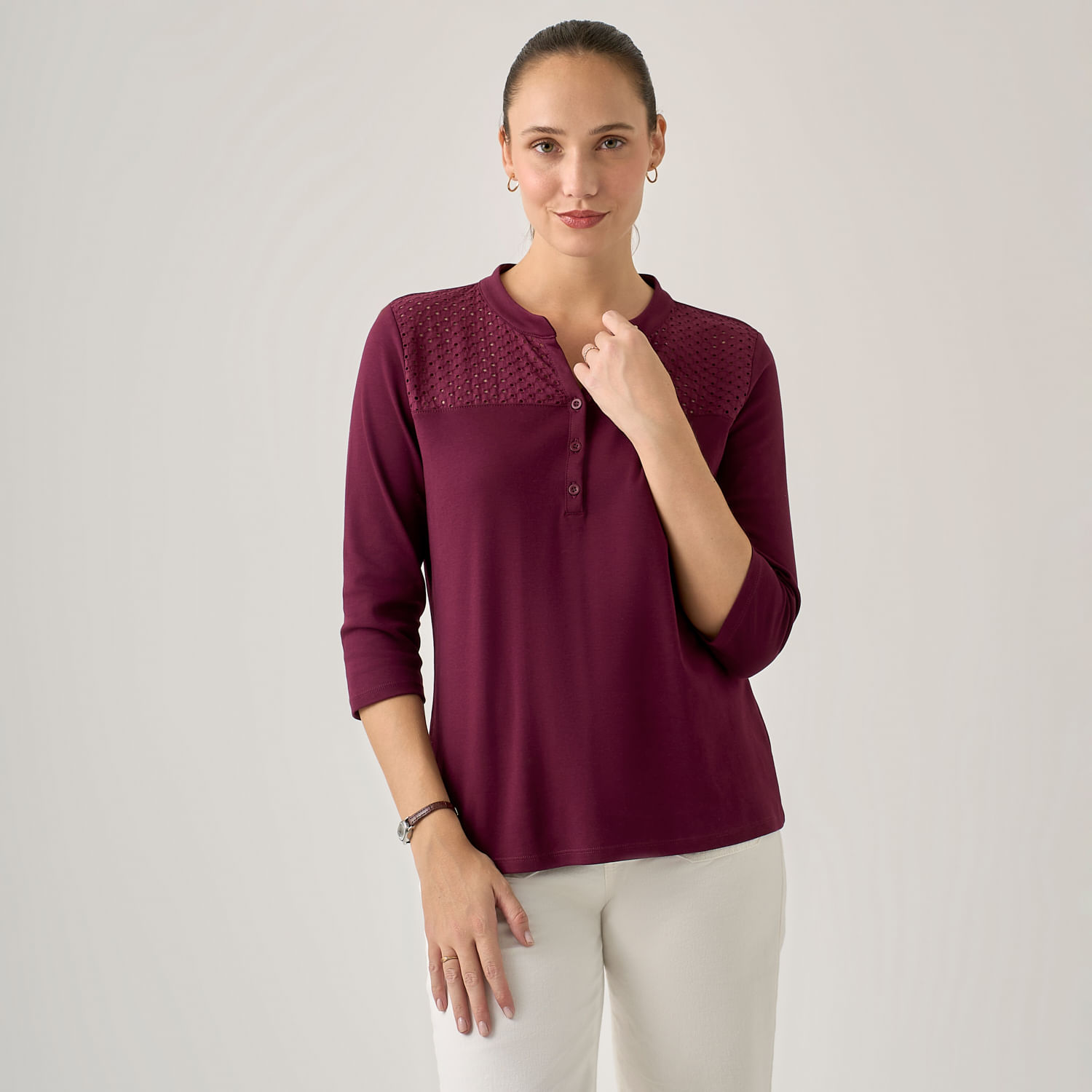 Polo Mujer Greca Pechera Madison Manga Larga