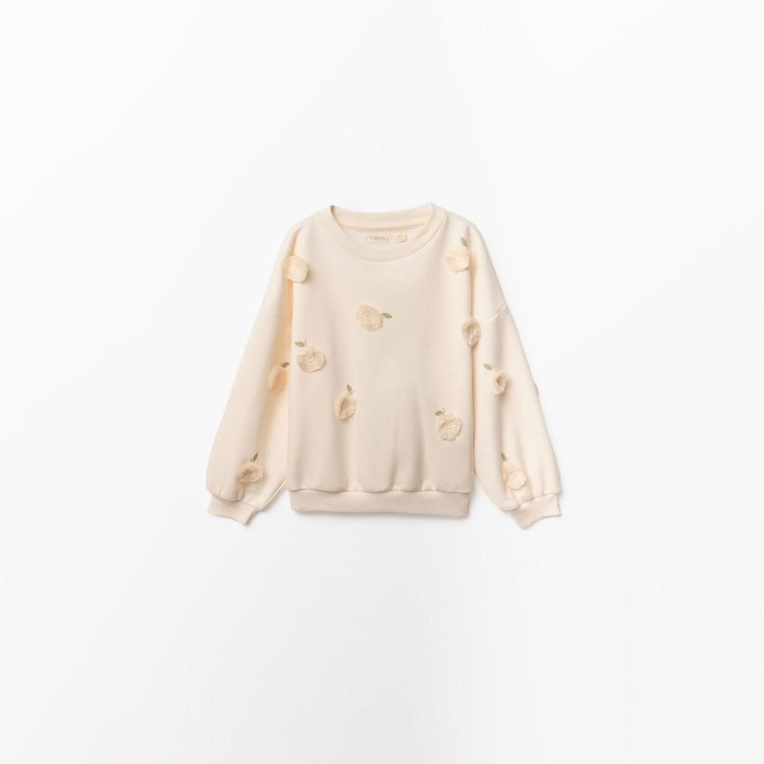 Polera Niña Sfera Manzanas Flecos Crudo