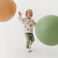 Pantalón Bebé Niña Sfera Flare Aop Flor Verde Oliva