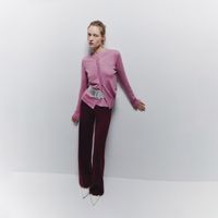 Chompa Mujer Sfera Boton Joya Rosa