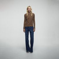 Chompa Mujer Sfera Estampado Mancha Animal Camel