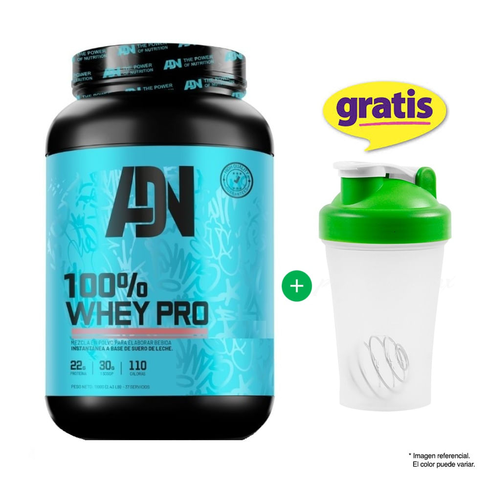 ADN NUTRITION 100% WHEY PRO 1.1 KG VAINILLA + SHAKER