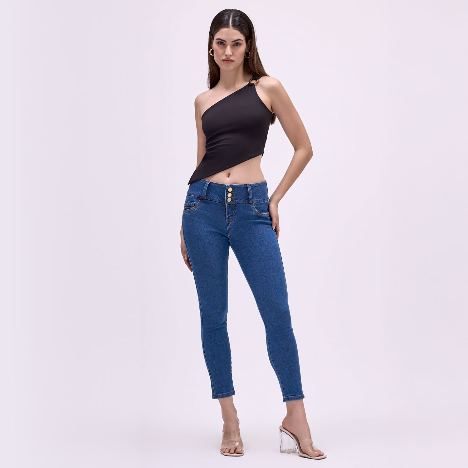 Jean Mujer Pretina Symbol Skinny