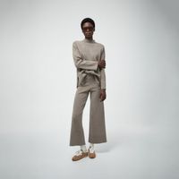Chompa Mujer Sfera Pantalón Largo Ancho Conjunto Gris Metal