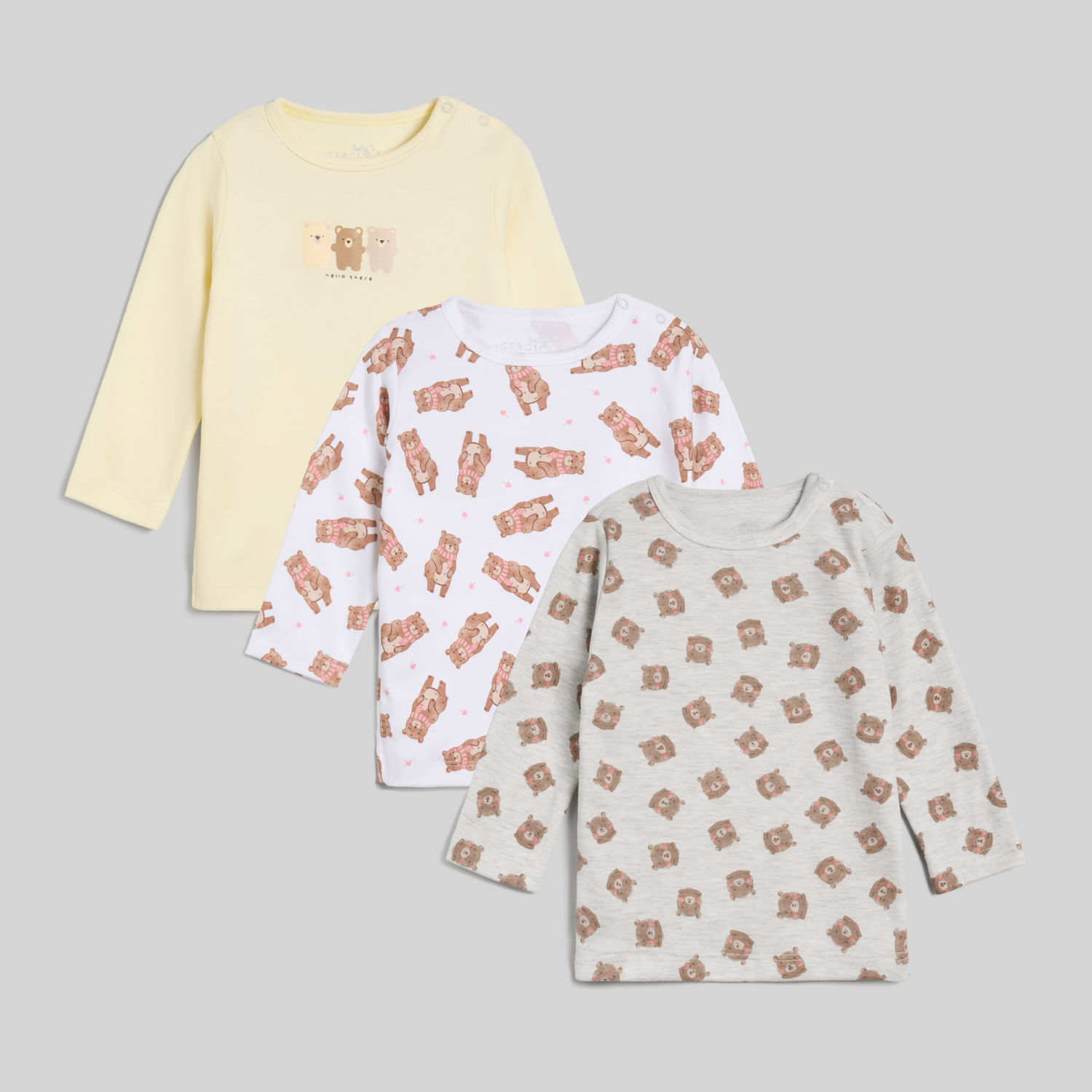 Pack X3 Camisetas Manga Larga Para Recién Nacido Baby Circus