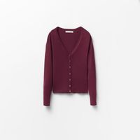 Chompa Mujer Sfera Basica Cuello Pico Burdeo