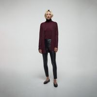 Chompa Mujer Sfera Abierta Punto Liso Burdeo