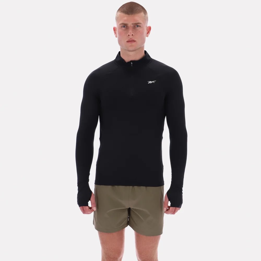 Polo Deportivo Reebok Hombre Ls 3/4 Zip Muscle Tee 100241835 Negro