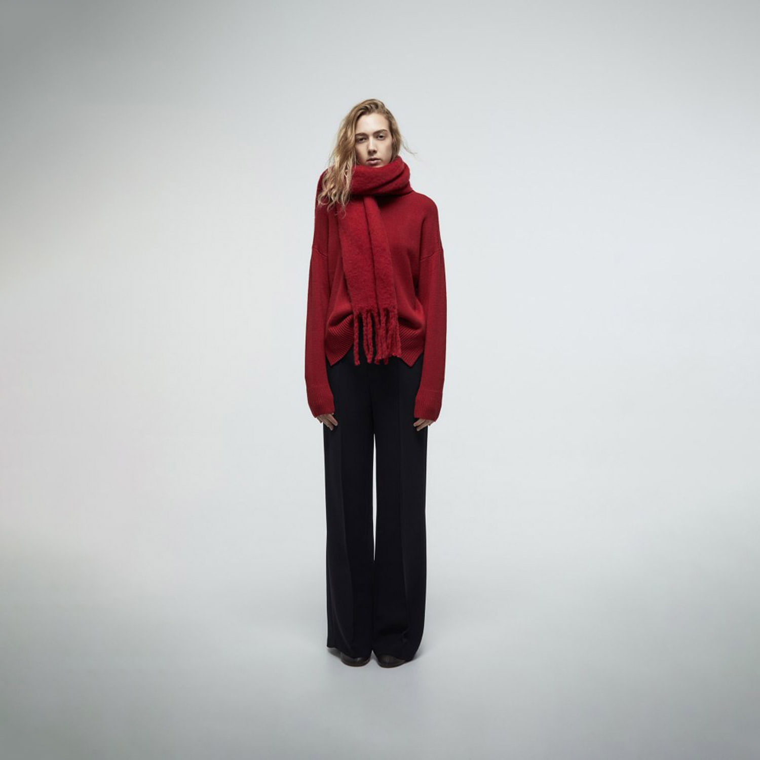 Chompa Mujer Sfera Punto Liso Rojo