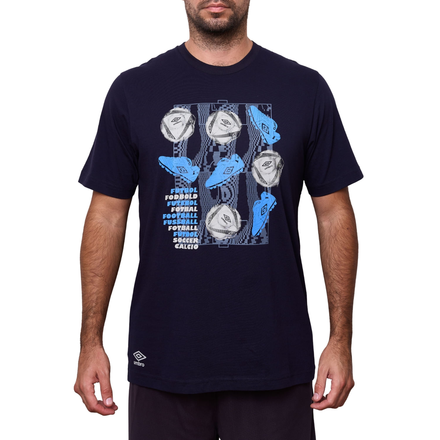 Polo Deportivo Umbro Hombre Básico Estampado Dr24034 Negro