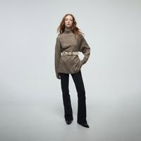 Chompa Mujer Sfera Ochos+Rib Botones Esp Gris Metal