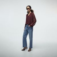 Blusa Mujer Sfera Plumetti Botones Ml Burdeo