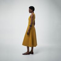 Vestido Largo Mujer Sfera Fajin Frunce Amarillo
