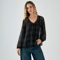 Blusa Mujer Gasa Malabar Manga Larga