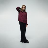 Blusa Mujer Sfera Volante Fruncido Burdeos