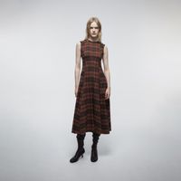 Vestido Largo Mujer Sfera Cuadros Midi Naranja Que Naranja