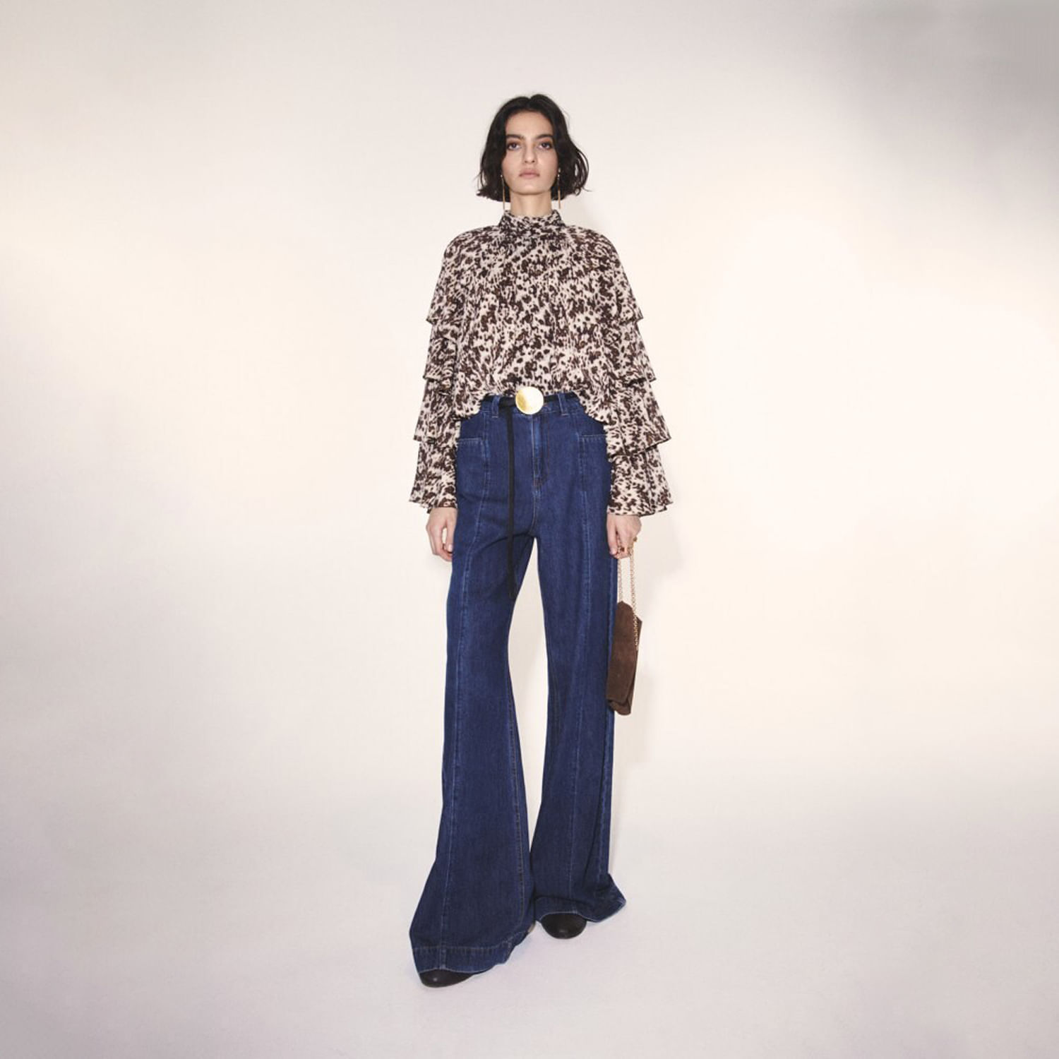 Blusa Mujer Sfera Embolsada Estampada Anim Prin Marrón