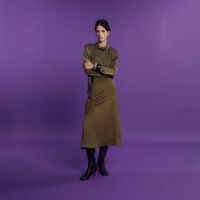 Blusa Mujer Sfera Top Satinado Hombrera Khaki