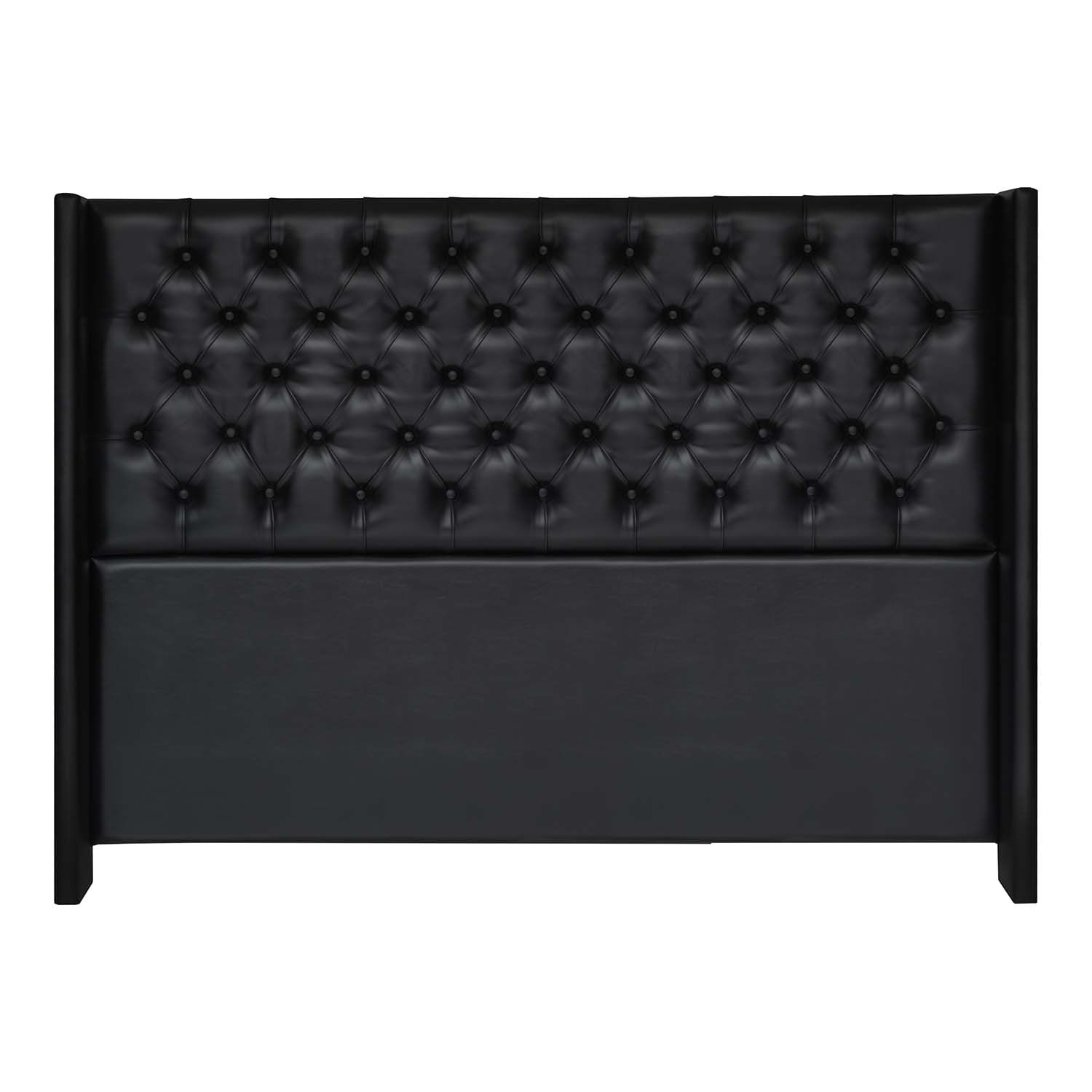 Cabecera De Luxe Capitone Cuero King Negro