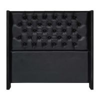 Cabecera De Luxe Capitone Cuero Queen Negro