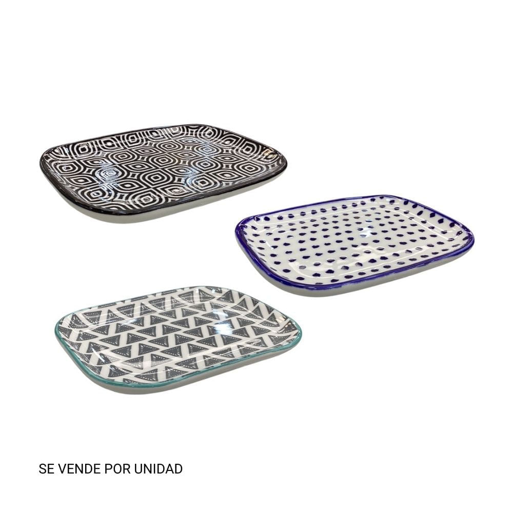 Plato Rectangular Andes 15x10x2cm - Diseño Aleatorio Life Art