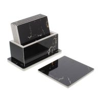 Set de 6 Posavasos Cuadrado Negro 10x10cm Cerámica Rainbows