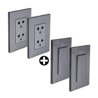 COMBO Placa Armada Orange: 2 Tomacorrientes Doble Universal Acero Inoxidable LT + 2 Interruptores Simple Acero Inoxidable