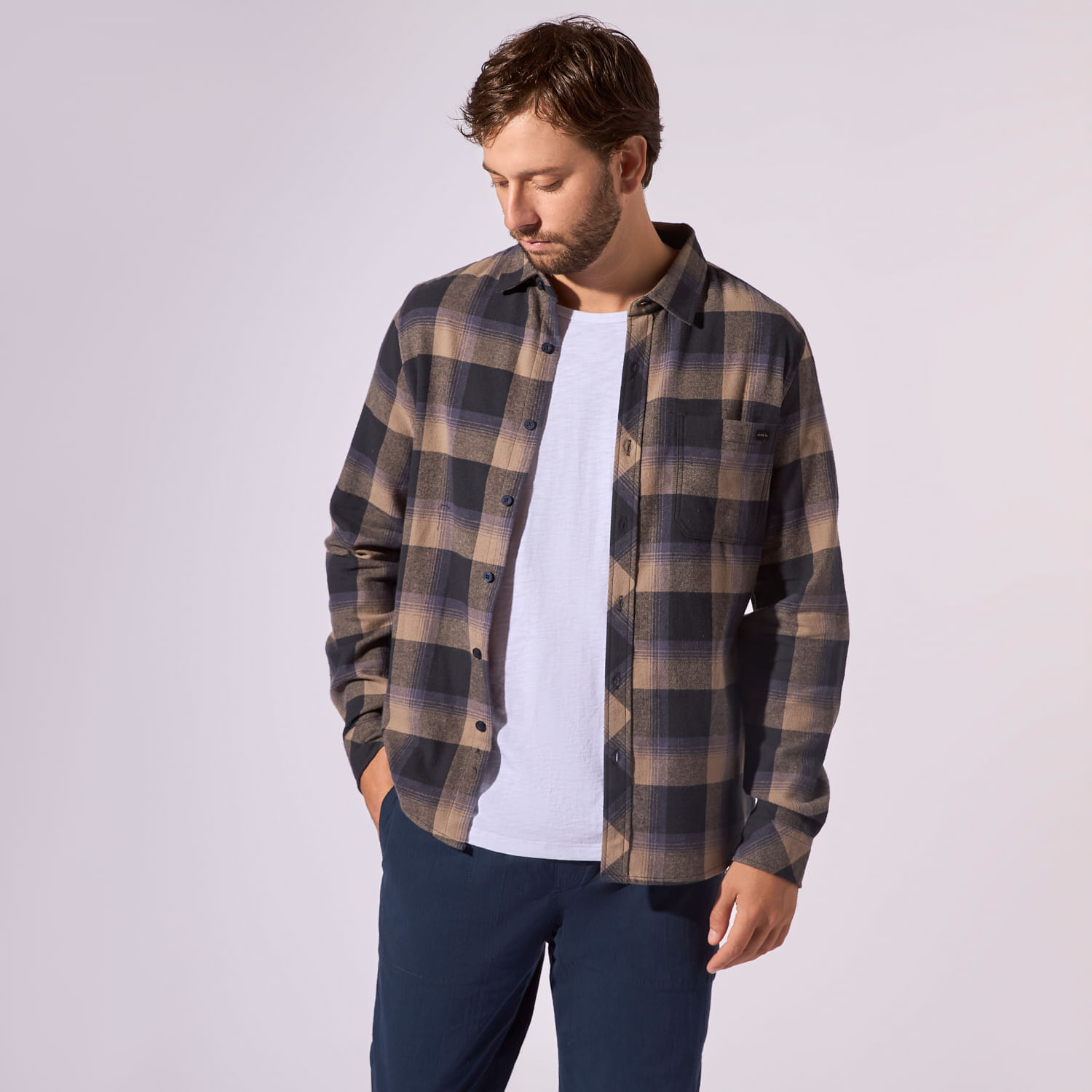 Camisa Manga Larga Hombre Checks Flannel Aereal
