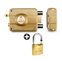 COMBO Forte: Cerradura de Acero Clásica F240 + Candado de Acero Cromado F 50 Oro