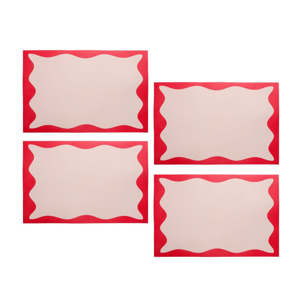 Set x 4 Individuales Onda de color Rojo 30x45cm Orange