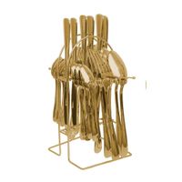 Cubiertos Dorados con Rack 24 Piezas