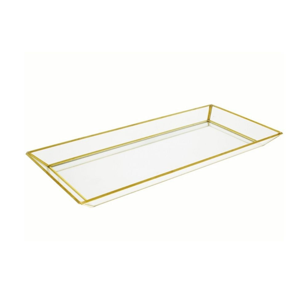 Bandeja Decorativa con Borde Dorado 36x16x4cm Life Art