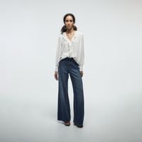 Blusa Mujer Sfera Plumeti Volante Blanco