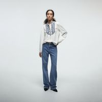 Blusa Mujer Sfera Bordada Etnica Print Azul