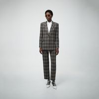 Blazer Mujer Sfera Traje Cuadros Gris