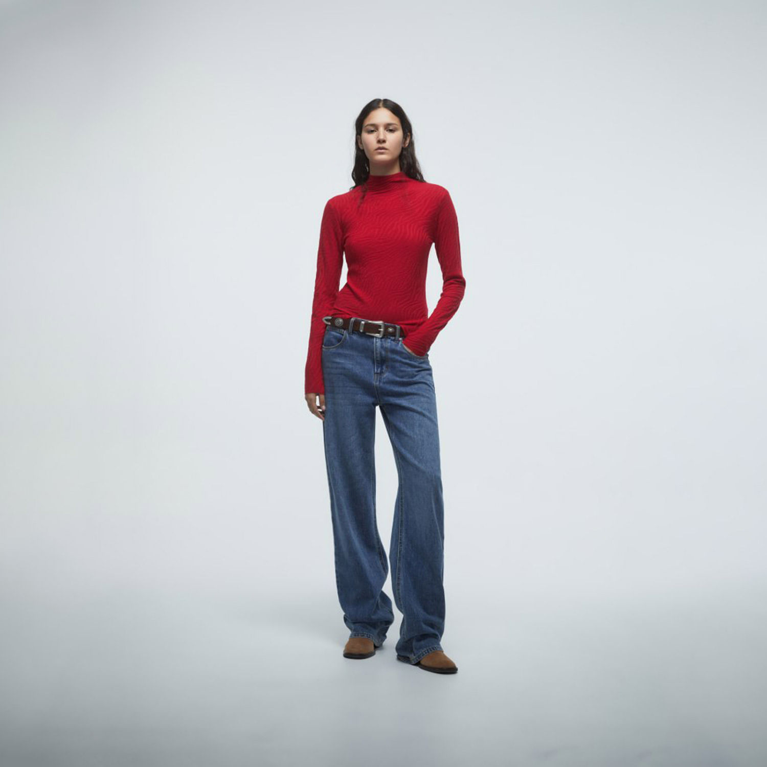 Chompa Mujer Sfera Cuello Perkins Cebra Rojo