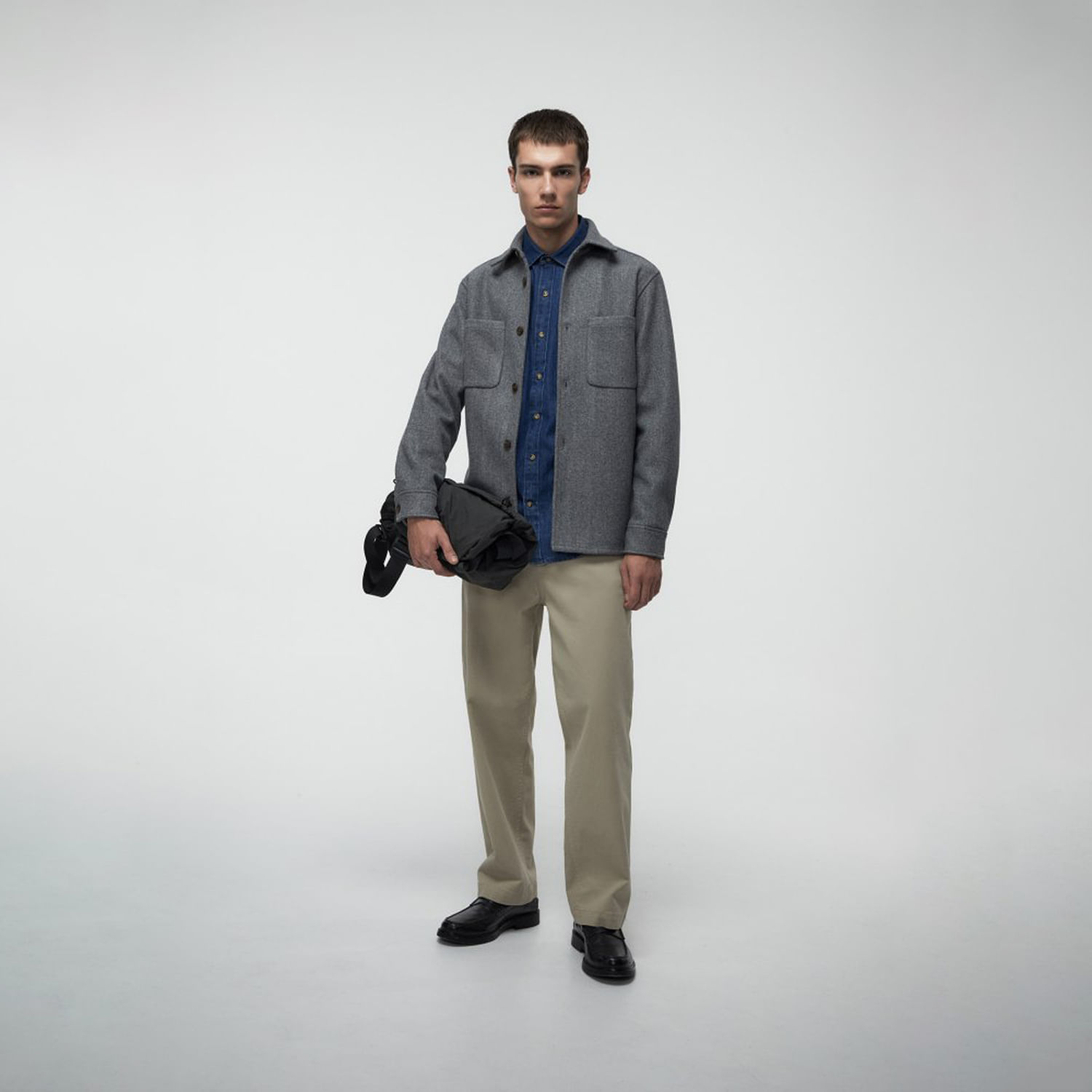 Camisa Hombre Sfera Sobrecamisa Paño Gris