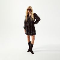 Vestido Corto Mujer Sfera Estampado Lurex Azul Oscuro