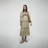 Vestido Largo Mujer Sfera Pechera Largo Beige