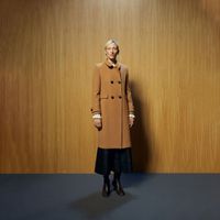 Abrigo Mujer Sfera Paño Botones Beige