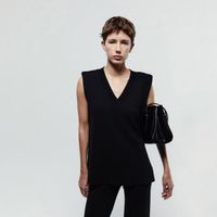 Chompa Mujer Sfera Cuello Pico Conjunto Negro