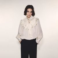 Blusa Mujer Sfera Volantes Pecho Crudo