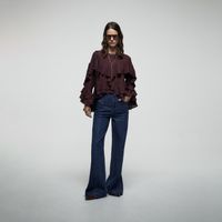 Blusa Mujer Sfera Cuerpo Jaquard Volantes Berenjena Berenjena
