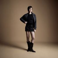 Falda Mujer Sfera Mini Terciopelo Tachas Negro