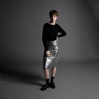 Falda Mujer Sfera Rodilla Lentejuelas Gris