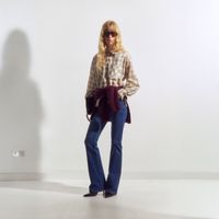Blusa Mujer Sfera Cuadros C/Bebe Beige
