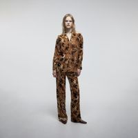 Blusa Mujer Sfera Terciopelo Estampada Mostaza