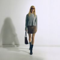 Falda Mujer Sfera Cuadros Camel