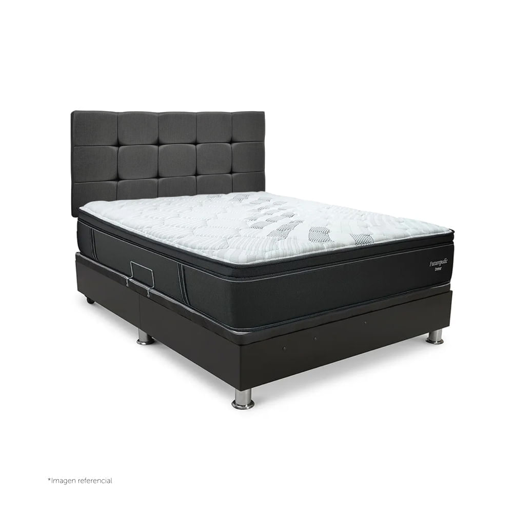 Dormitorio Praktibox Laqueado Futurepedic 1.5 Plazas Cuadros Gris Oscuro