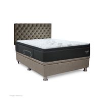 Dormitorio Praktibox Futurepedic 2 Plazas Capitone Beige Vivid